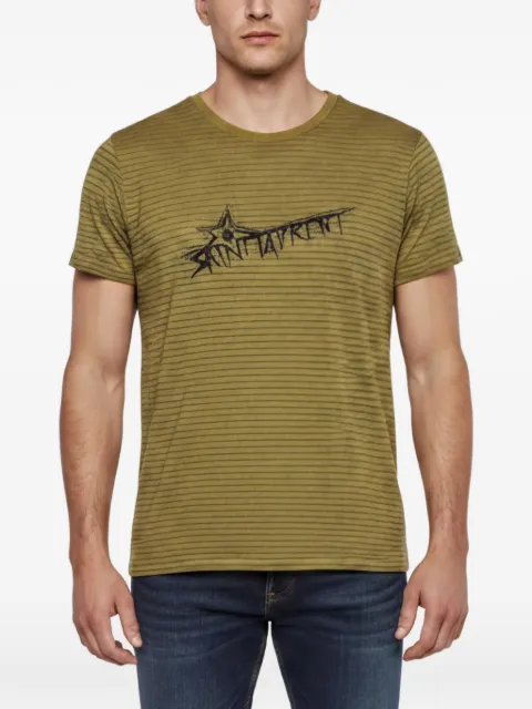 Saint Laurent Pre-Owned 2019 gestreept T-shirt met sterlogo