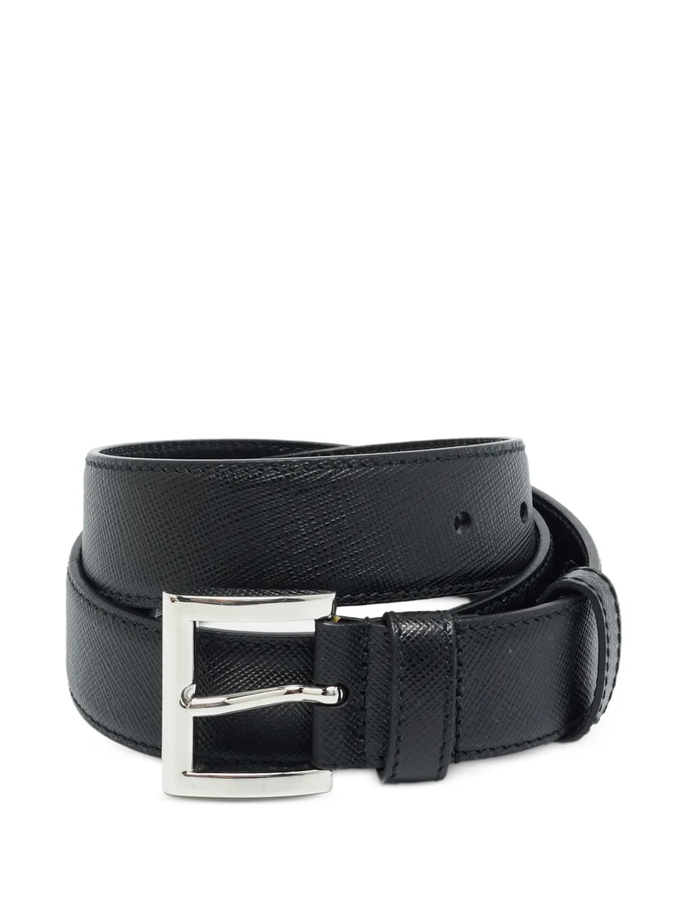 Prada Pre-Owned Saffiano-leather buckle belt - Nero