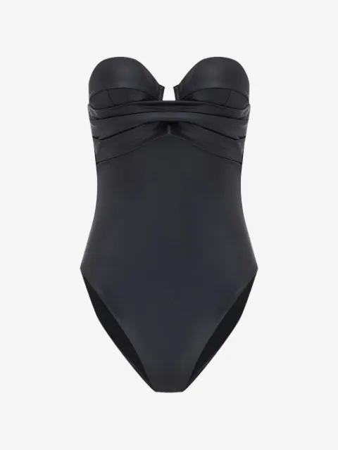 Balmain strapless draped swimsuit