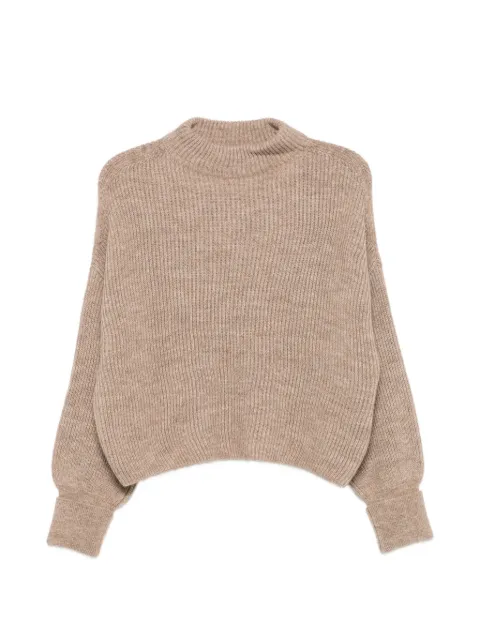 Closed ribbed-knit mock-neck sweater