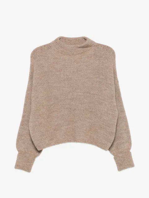 Closed ribbed-knit mock-neck sweater