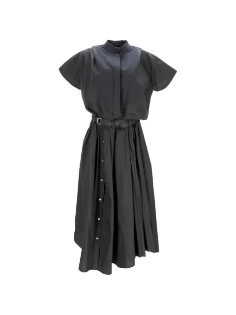 sacai vestido camisero midi con cinturón y aberturas