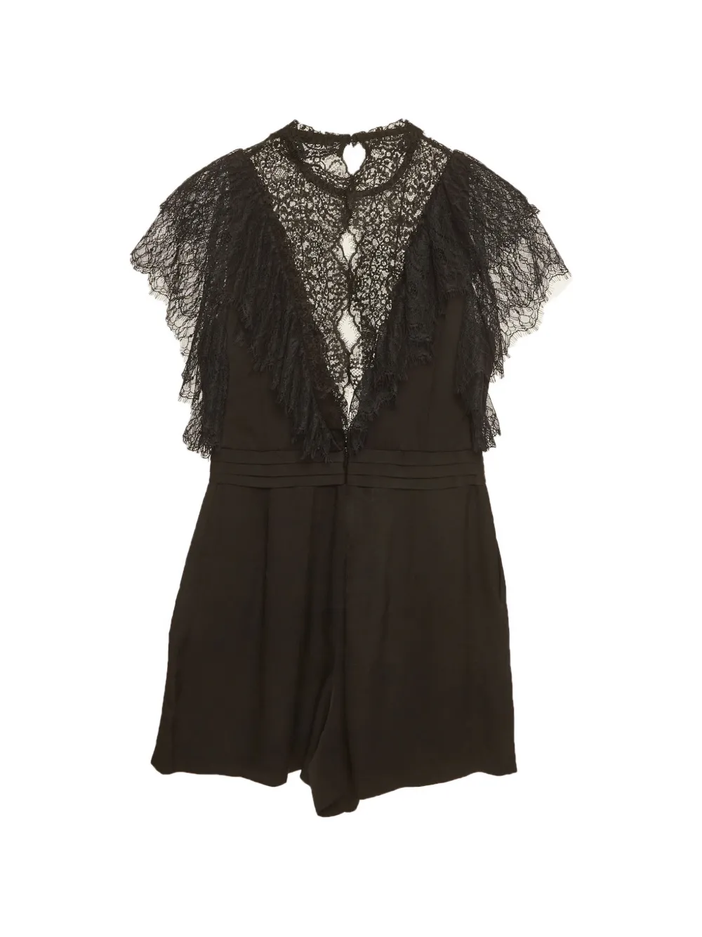 Pre-owned Sandro Lace-trim Playsuit In Black