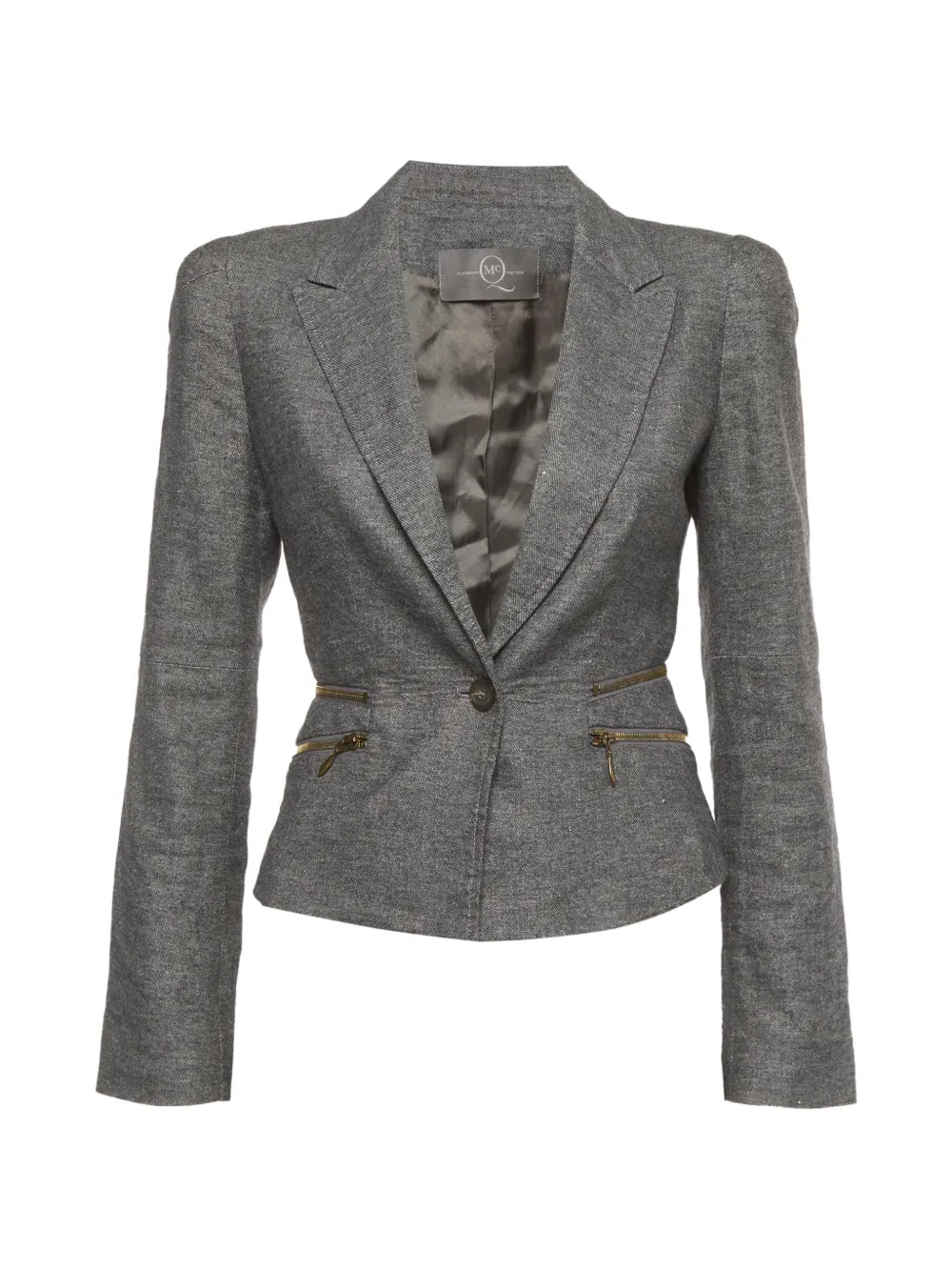Alexander McQueen Pre-Owned zip-detail cropped blazer - Grey