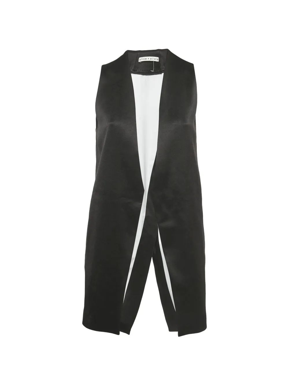 alice + olivia satin open-front vest - Nero