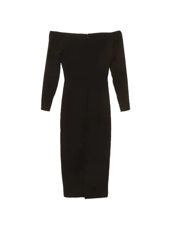 self portrait black off the shoulder dress self-portrait Off Shoulder Heavy Midi Dress in Black