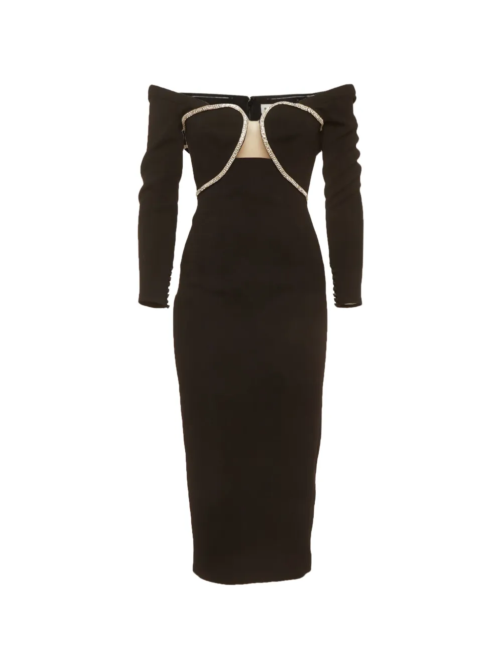 Self-Portrait crystal off-shoulder midi dress - Schwarz