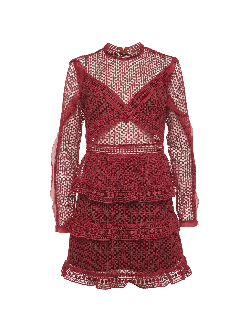 Self-Portrait guipure lace tiered mini dress