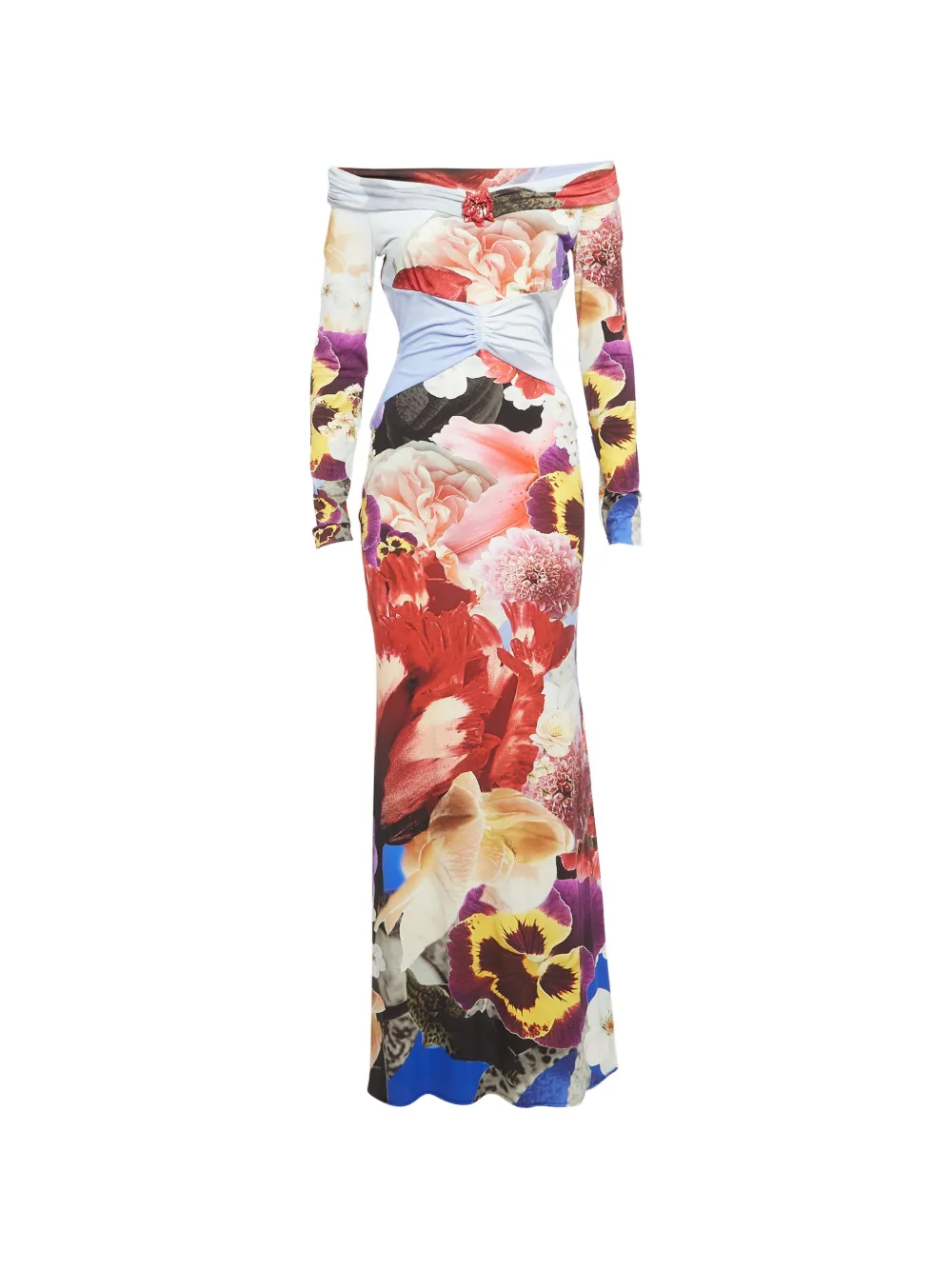 Roberto Cavalli Vintage floral-print off-shoulder maxi dress - Red