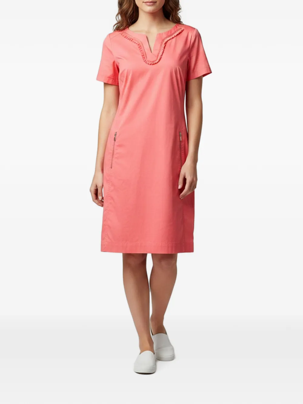 Miu Miu Pre-Owned Dima ruffle-trim short-sleeve midi dress - Rosa