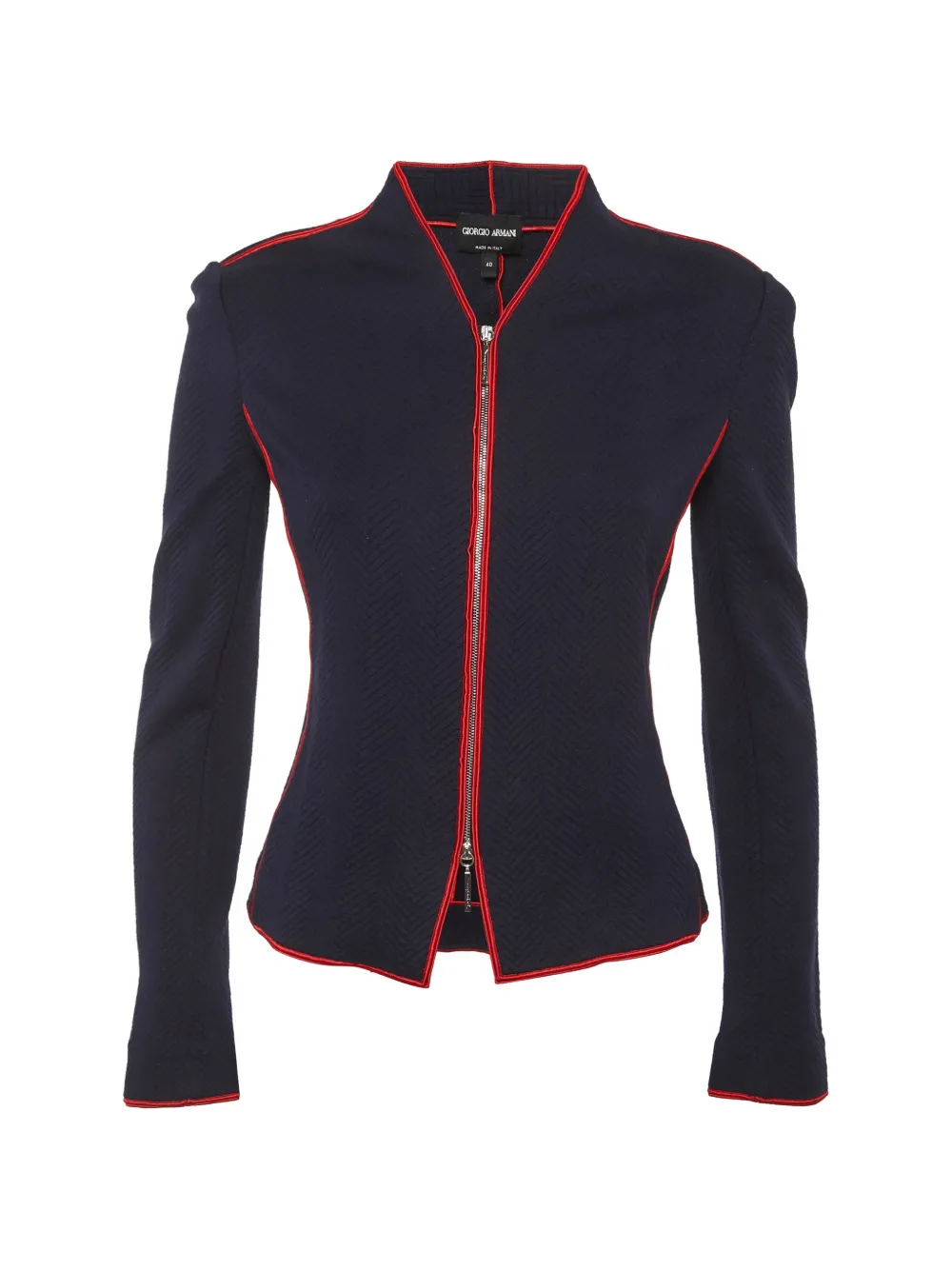 Giorgio Armani Pre-Owned chevron-pattern zip-up jacket - Blu
