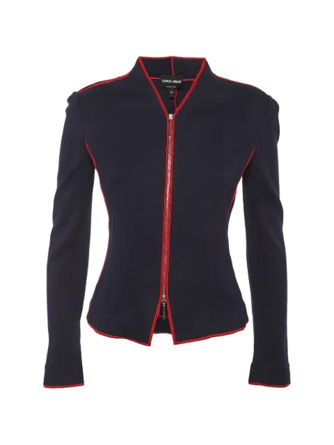 Giorgio Armani Pre-Owned chevron-mønstret jakke med lynlås