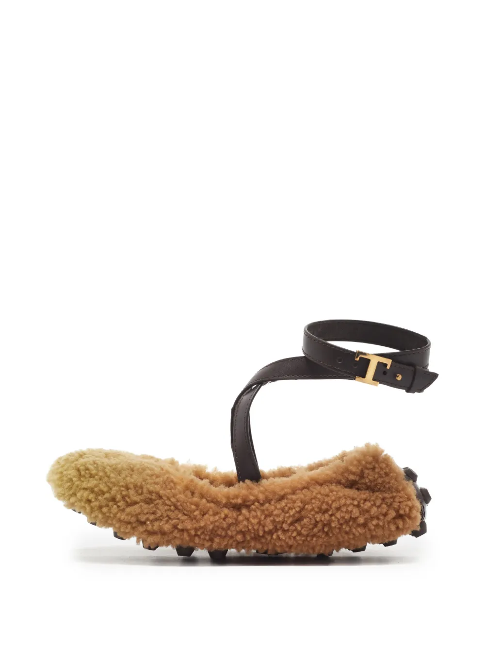 Tod's Vintage Ballerinas mit Shearling-Riemen - Nude