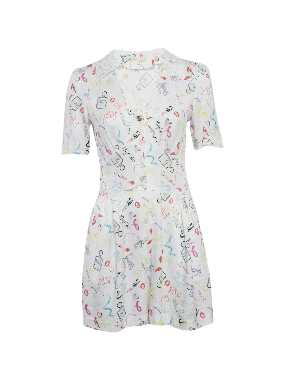 Pre-owned Maje Short-sleeves Playsuit In White