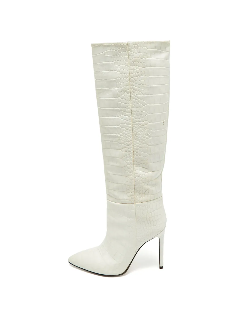 Paris Texas croc-embossed pointed-toe boots - White