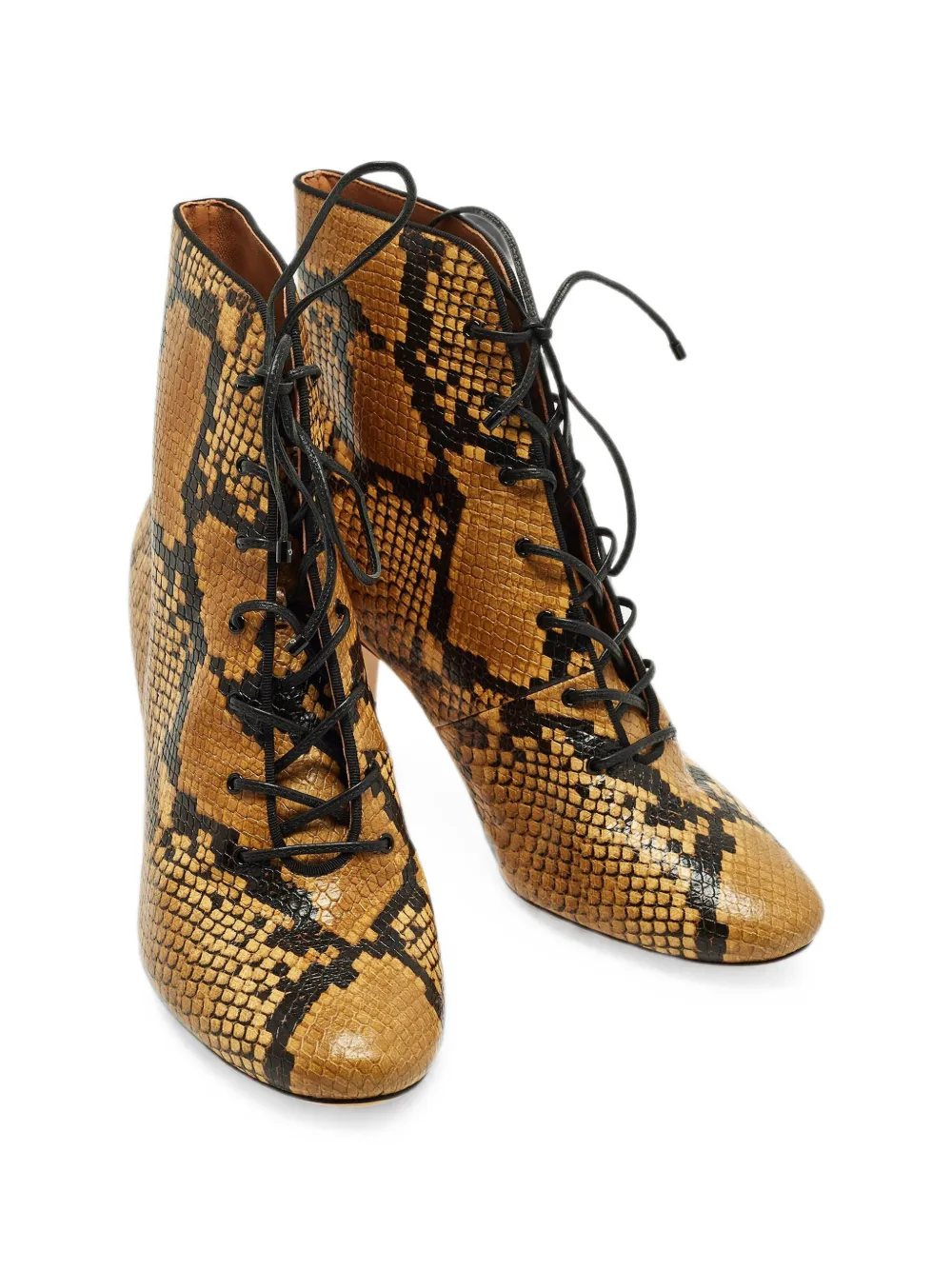 Tory Burch Vienna snakeskin-embossed lace-up Ankle Boots | Brown