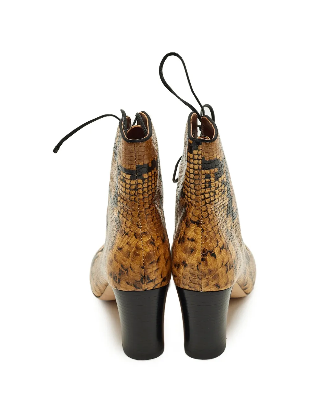 Tory Burch Vienna snakeskin-embossed lace-up Ankle Boots | Brown