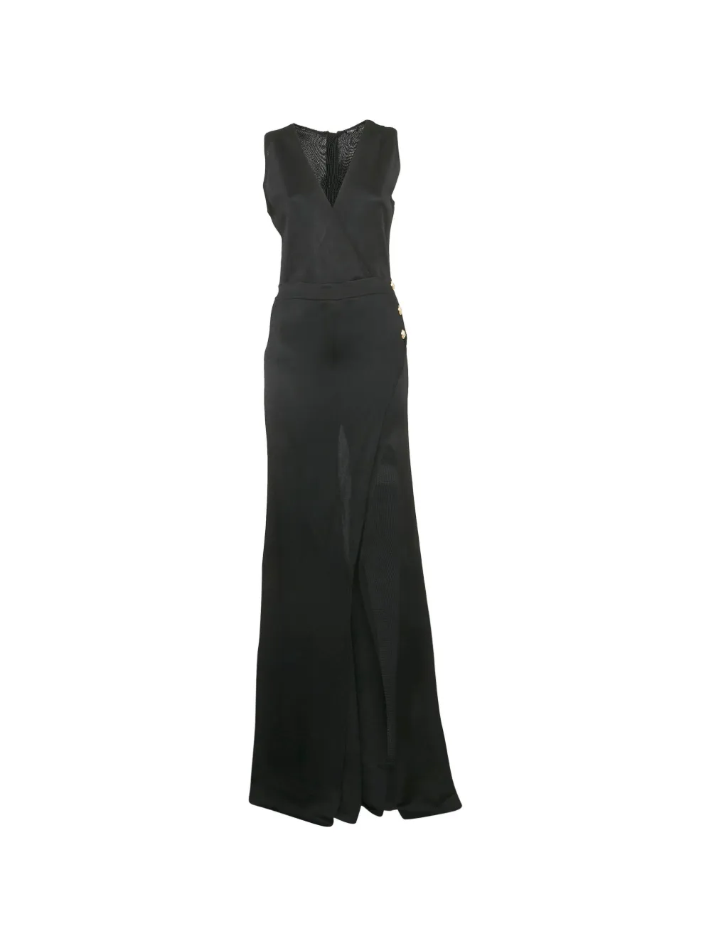 Balmain Pre-Owned wrap-effect jumpsuit - Black