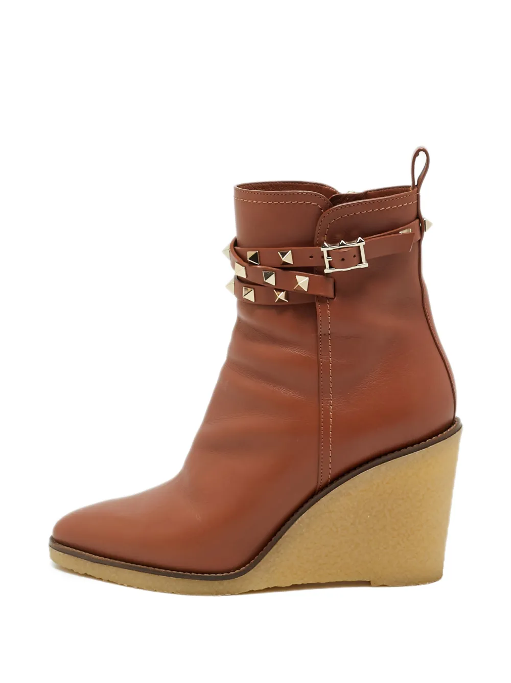 Valentino Garavani Pre-Owned Rockstud wedge ankle boots - Marrone