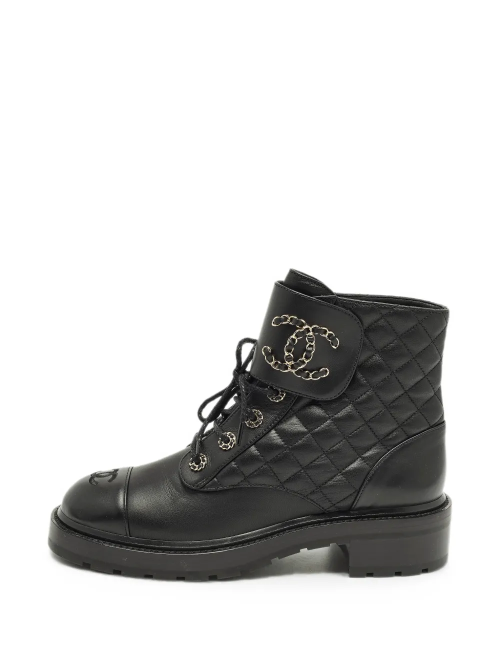 CHANEL Pre-Owned CC quilted combat boots - Schwarz