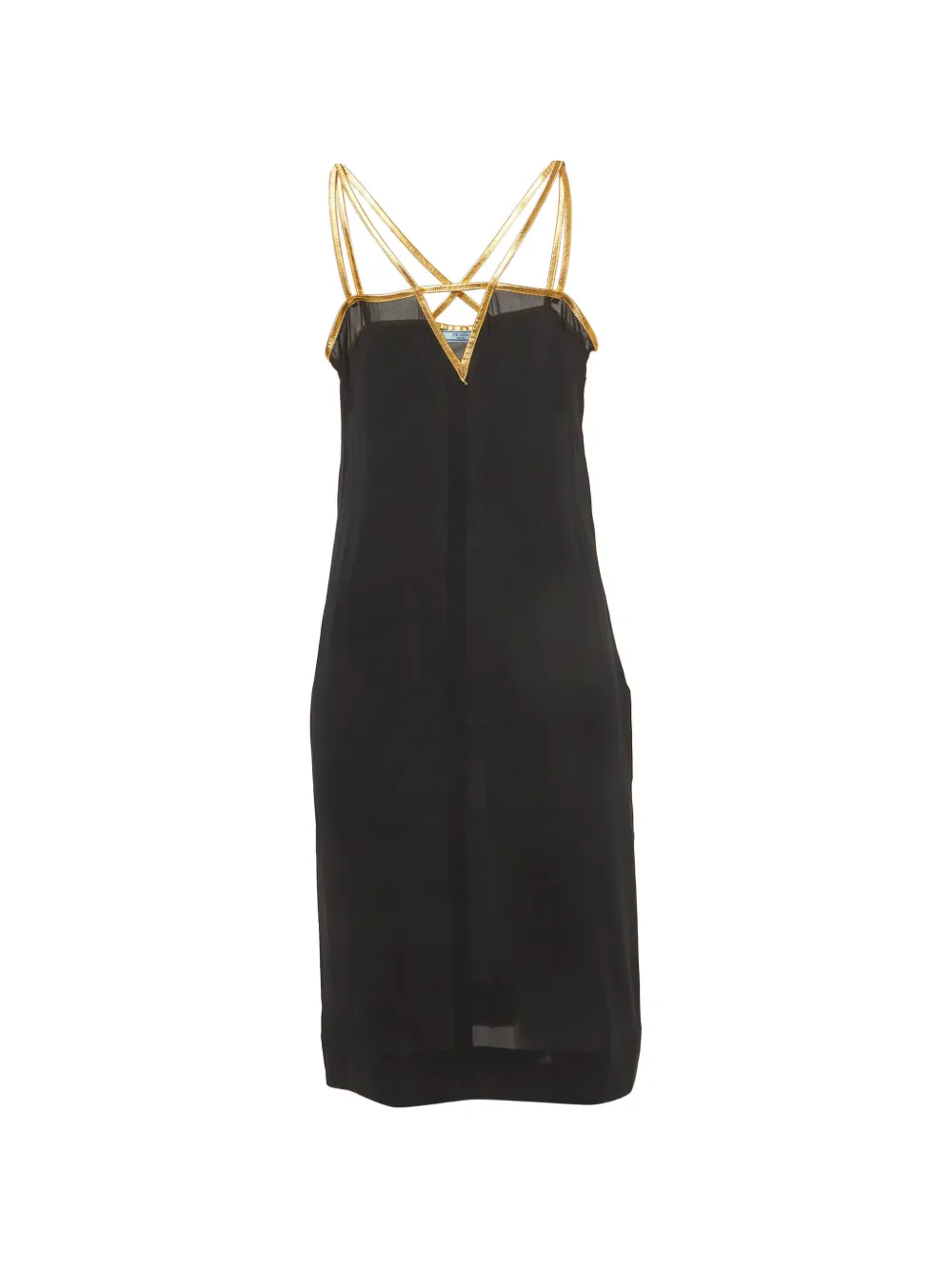 Prada Pre-Owned leather-trim silk mini dress - Nero