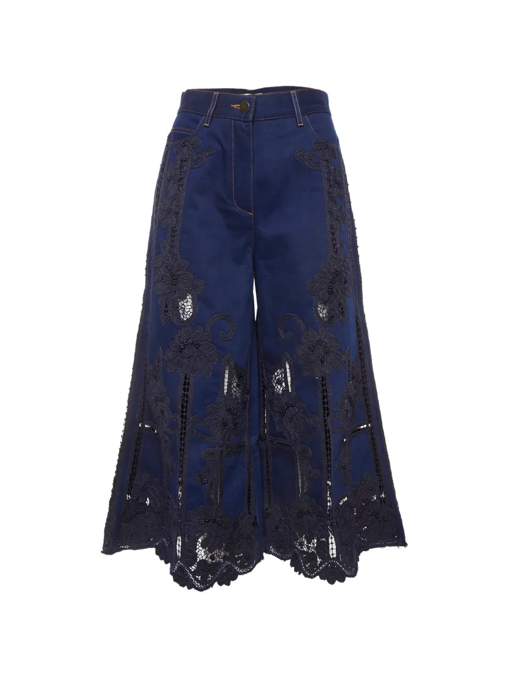 Valentino Garavani Pre-Owned embroidered wide-leg jeans - Blu