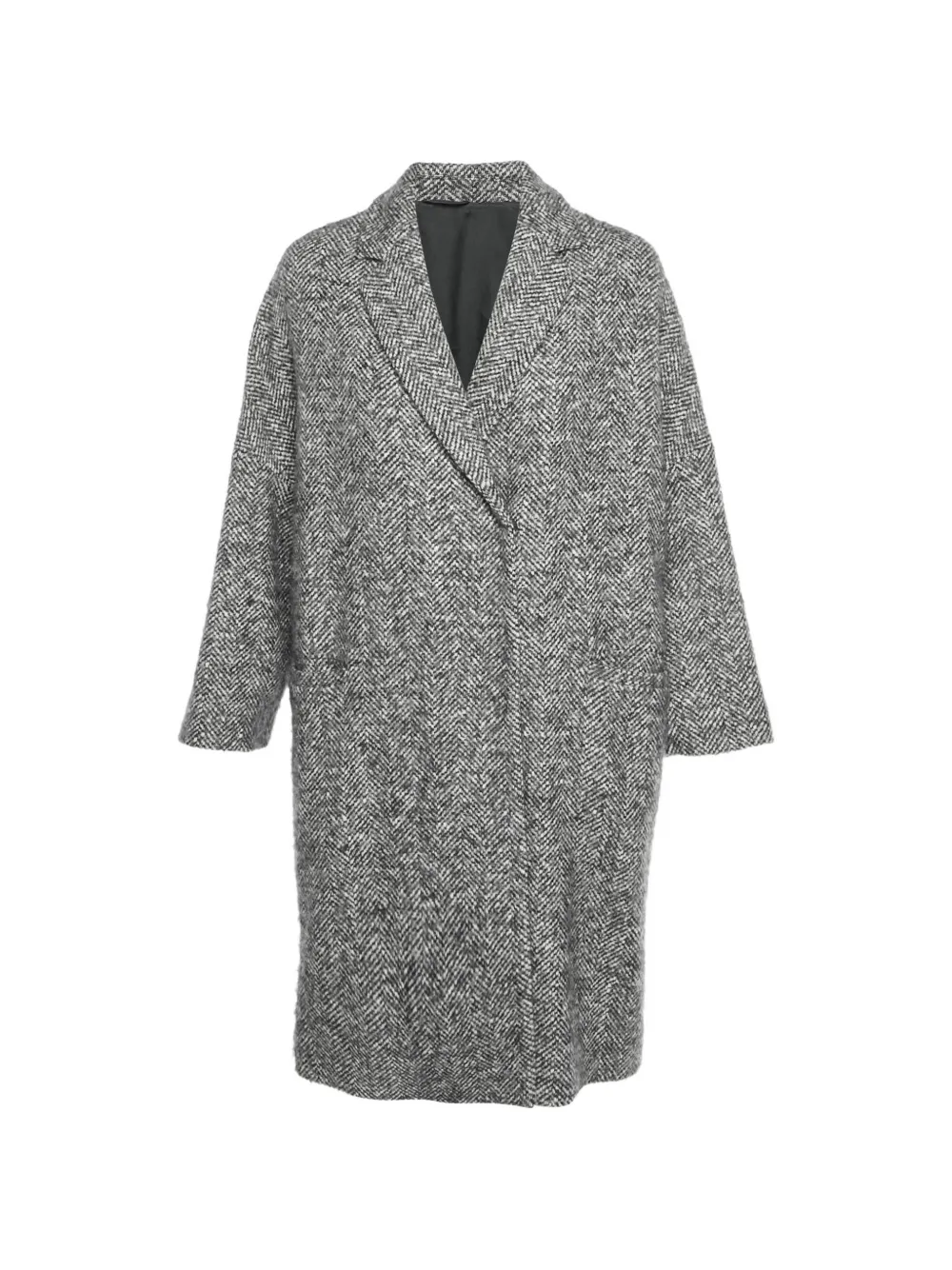 Brunello Cucinelli Vintage herringbone oversized coat - Grigio