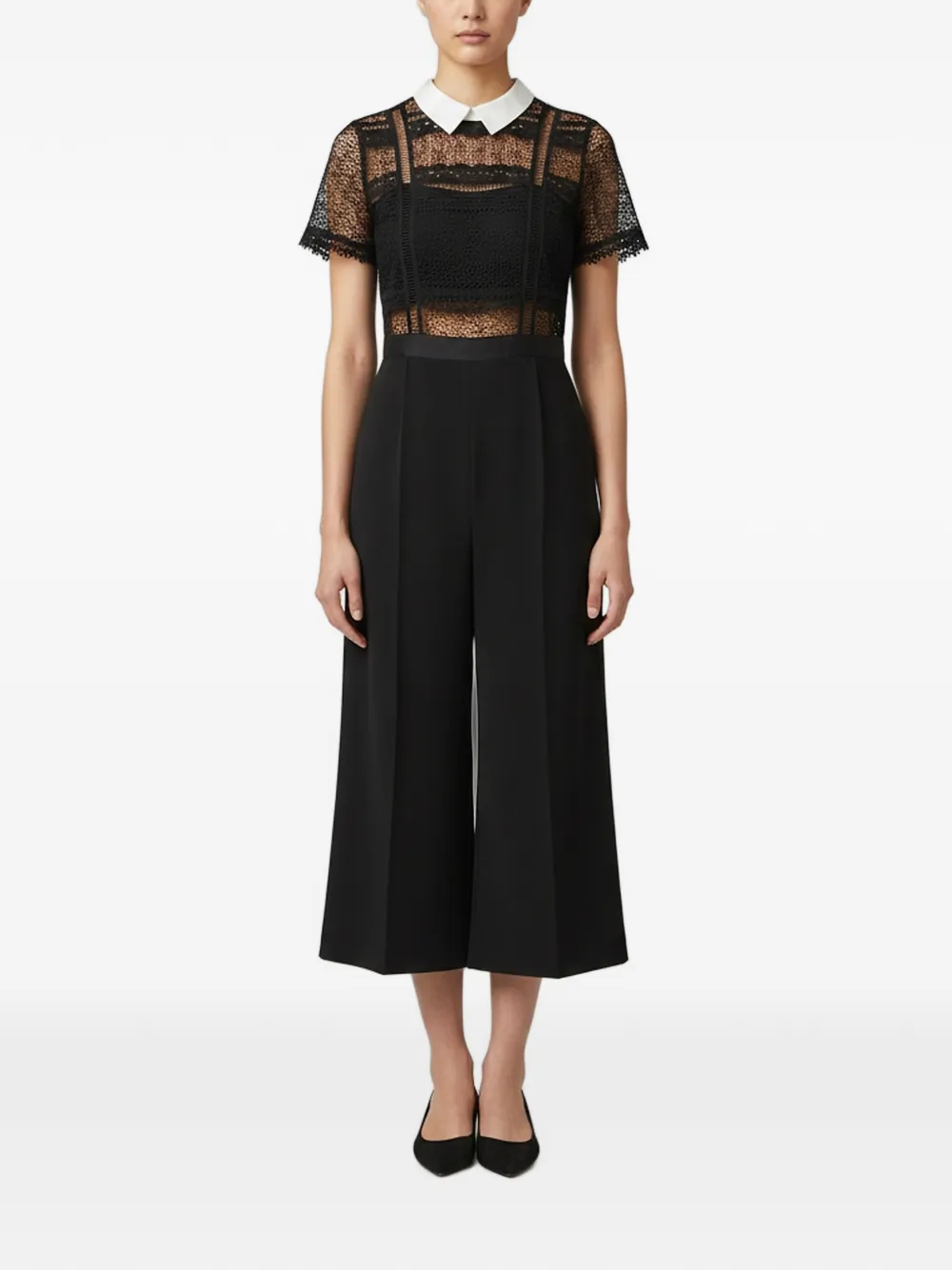 Self-Portrait lace-panelled jumpsuit - Black