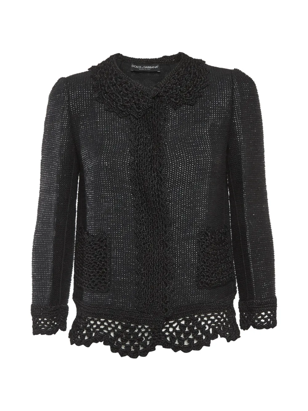 Dolce & Gabbana Pre-Owned lace-trim tweed jacket - Nero