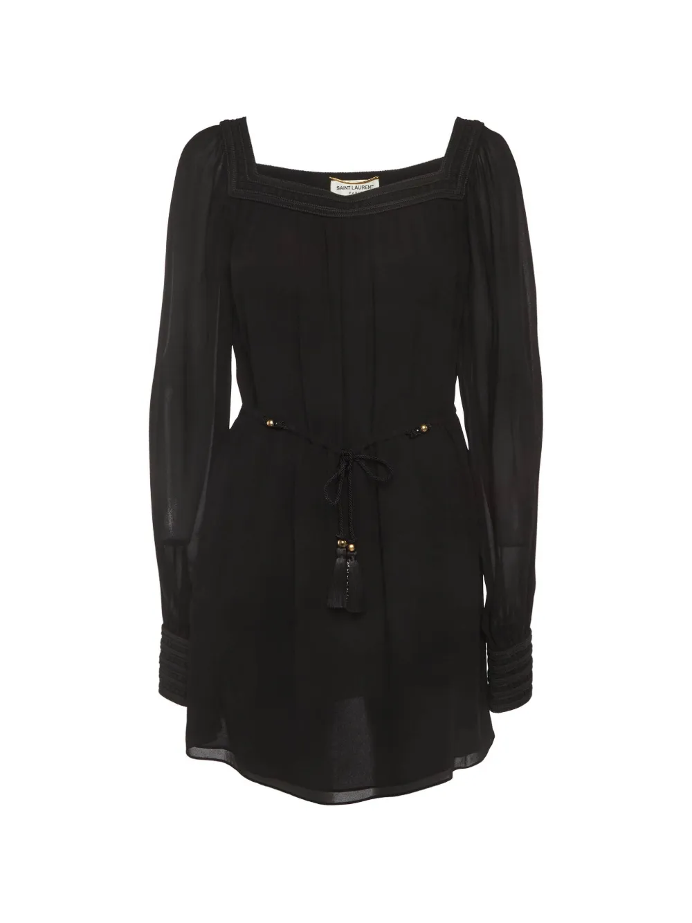 Saint Laurent Pre-Owned embroidered square-neck mini dress - Nero