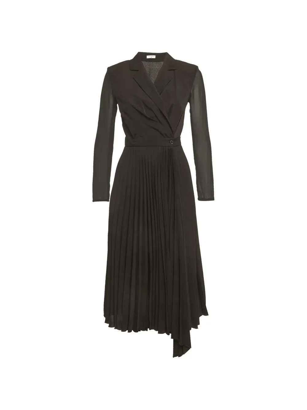 SANDRO plissé wrap-style midi dress - Nero
