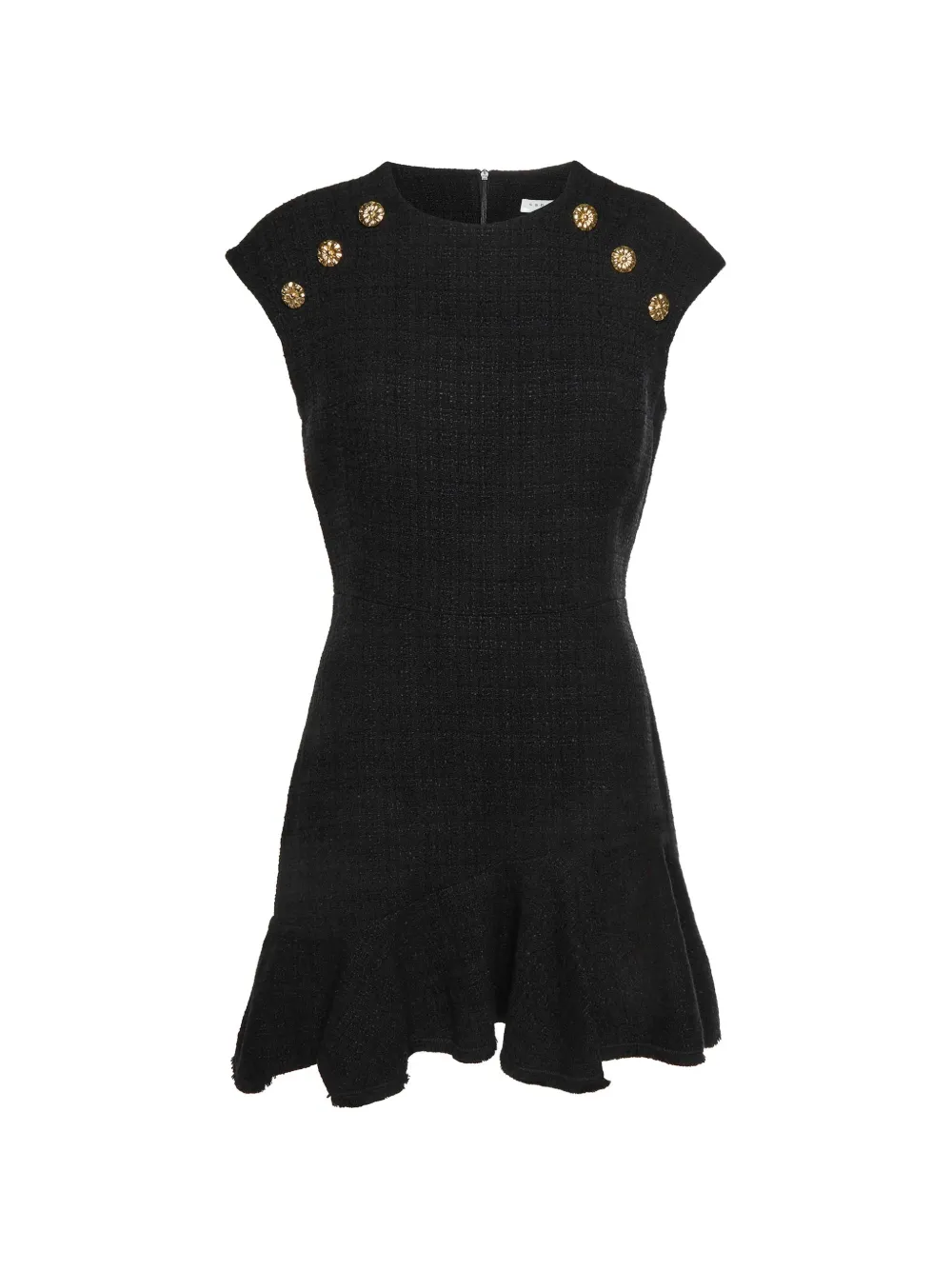 SANDRO asymmetric tweed mini dress - Nero
