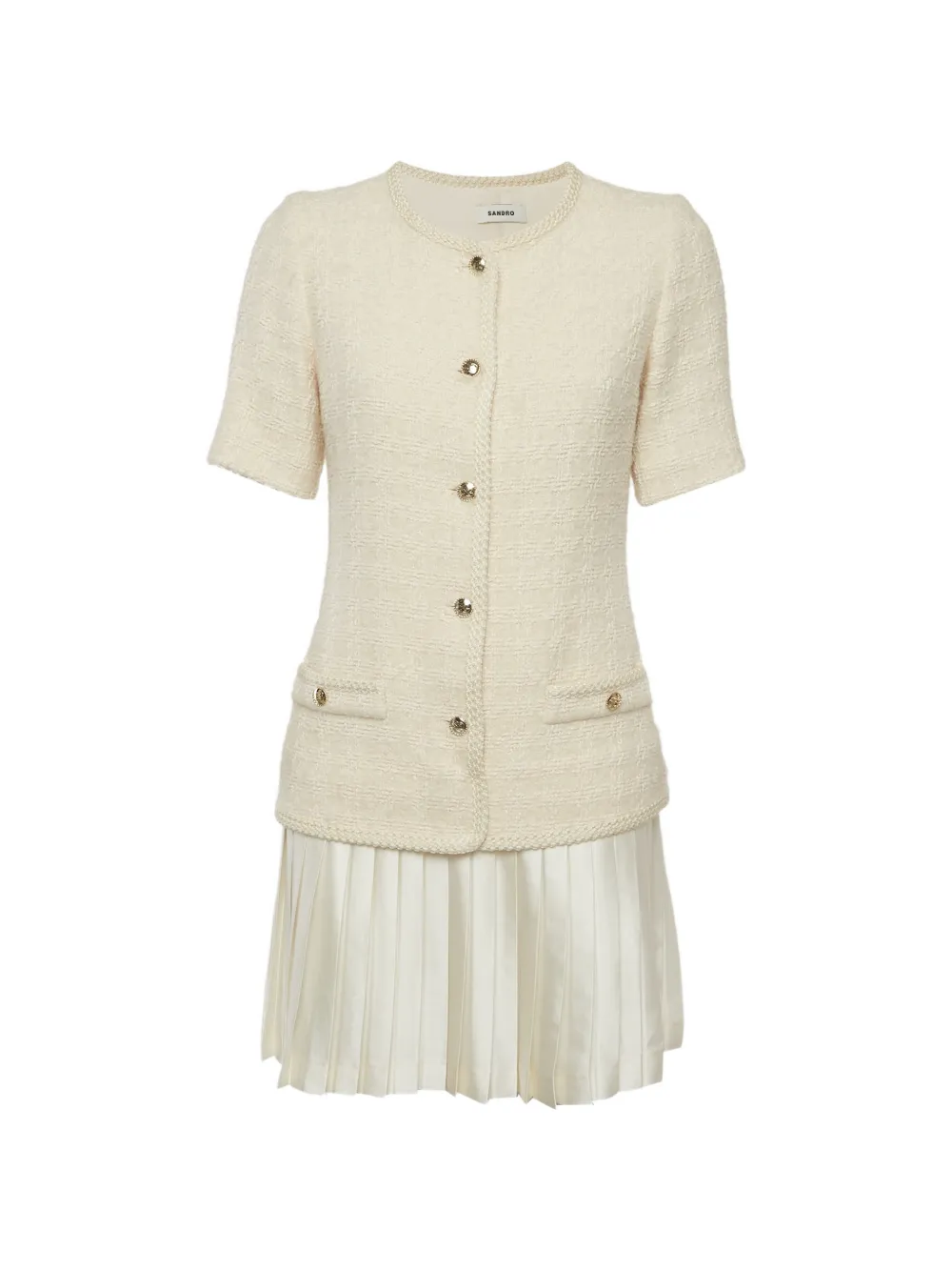 SANDRO pleated mini dress - Bianco