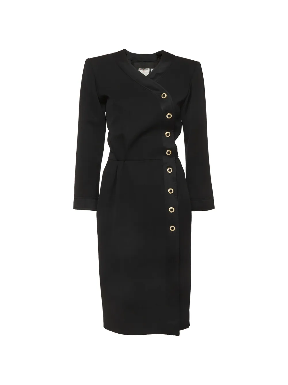 Saint Laurent Pre-Owned wrap-detail midi dress - Nero