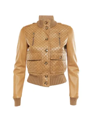 Gucci ジップアップ レザージャケット | ブラウン | FARFETCH JP