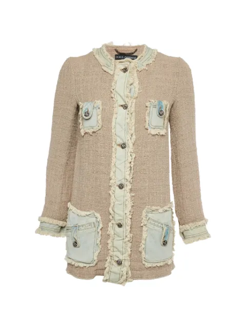 Dolce & Gabbana Pre-Owned denim-trim tweed jacket