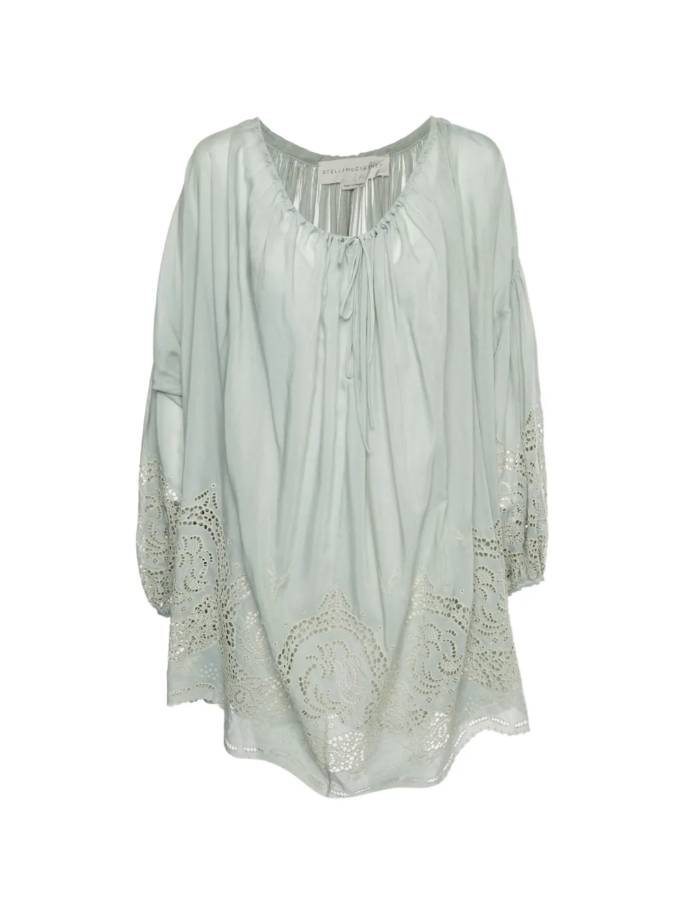 Pre-owned Stella Mccartney Broderie Anglaise Mini Tunic Dress In Green