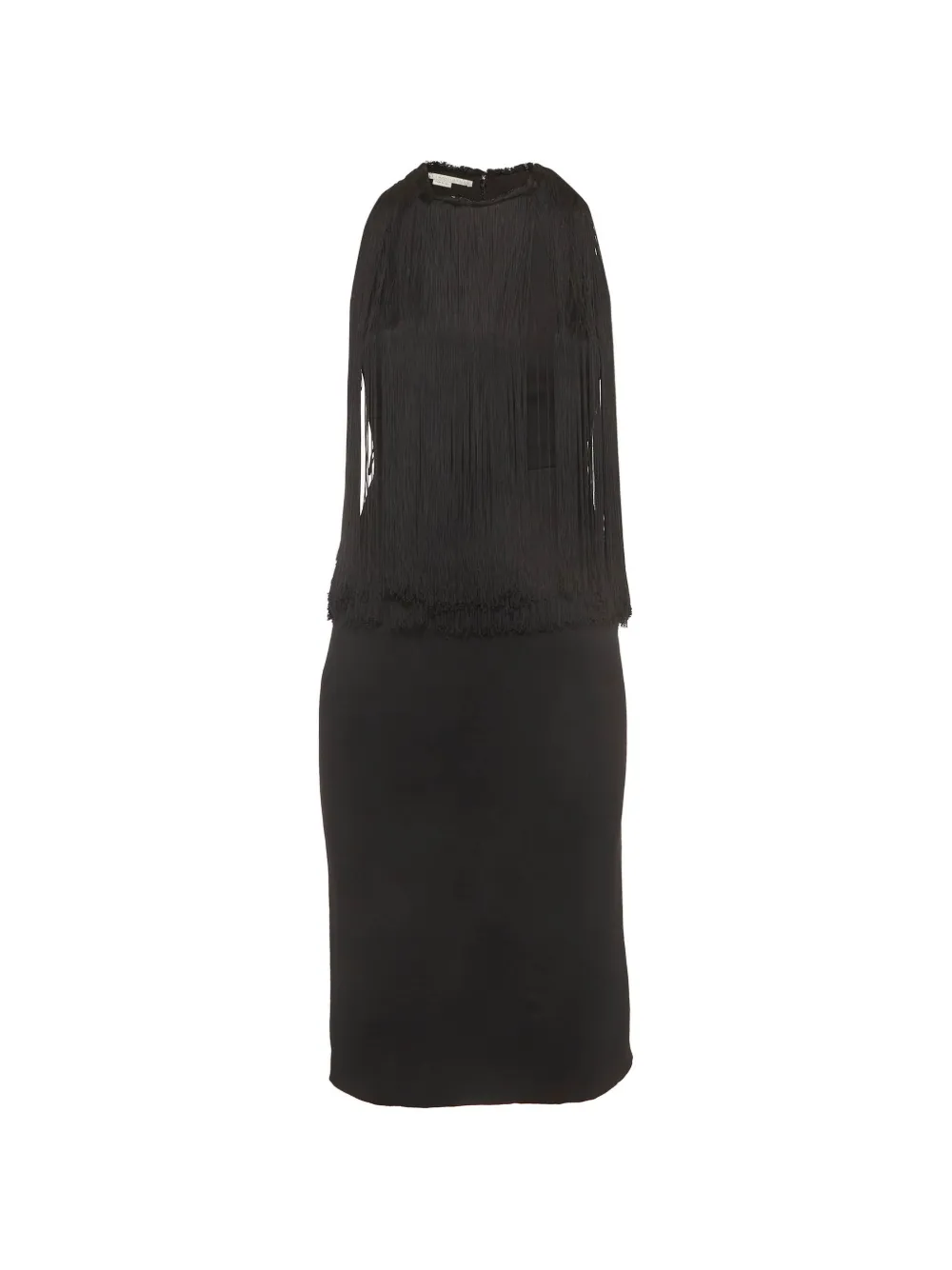 Pre-owned Stella Mccartney Fringed Crepe Dress In Black