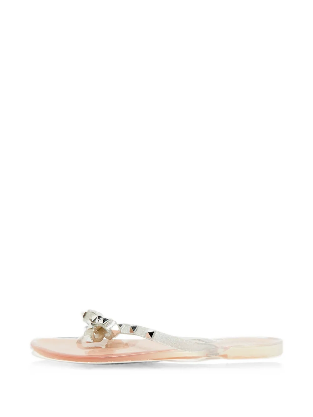 Pre-owned Valentino Garavani Rockstud Flat Sandals In Silver