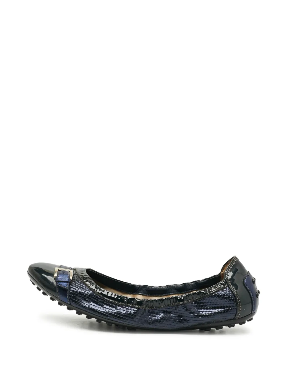 Tod's Vintage buckled snakeskin-effect ballet flats - Blau