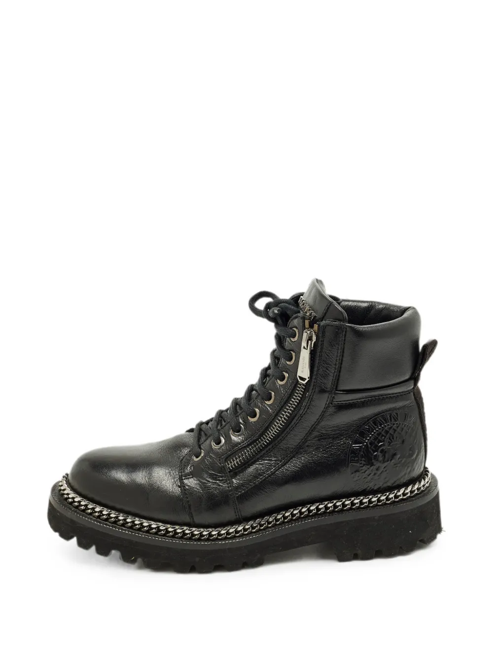 Balmain Pre-Owned chain-link combat boots - Schwarz