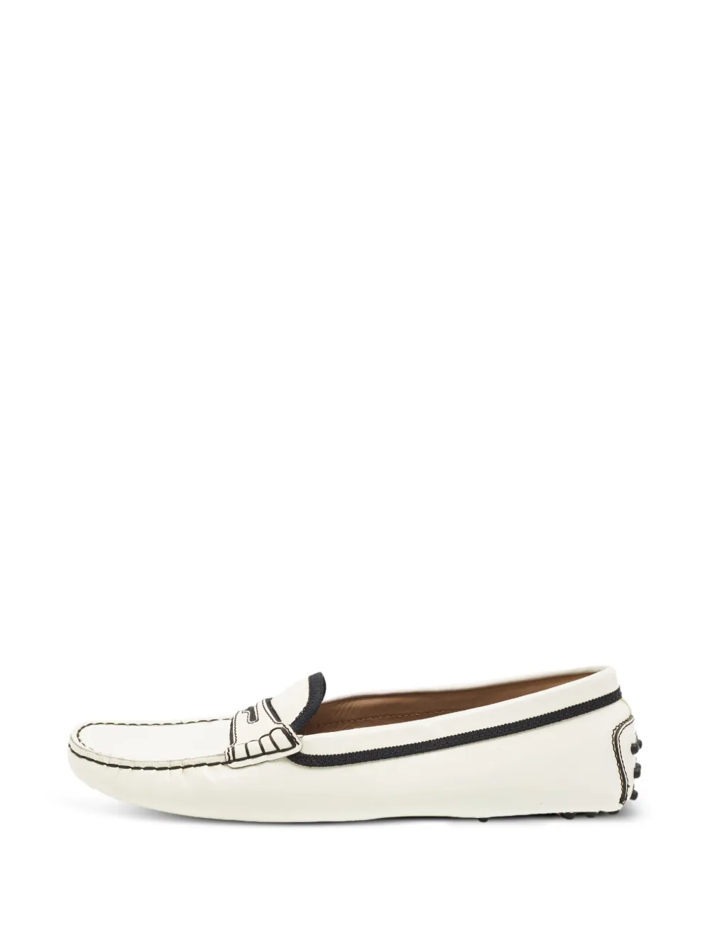 Tod's Vintage Gommini patent-leather ballet flats - Weiß