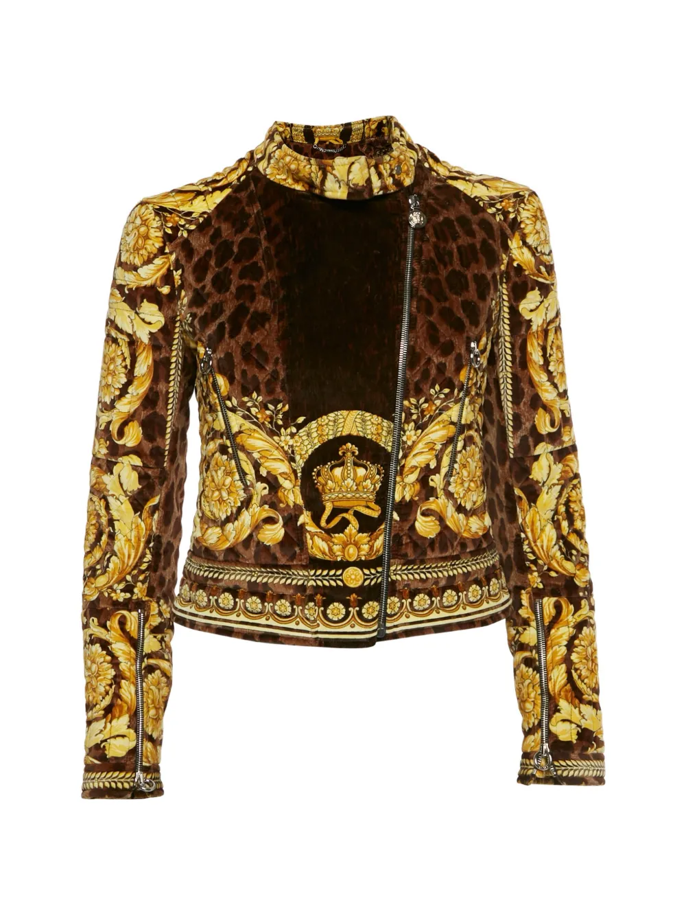 Versace Pre-Owned Barocco-print quilted jacket - Marrone