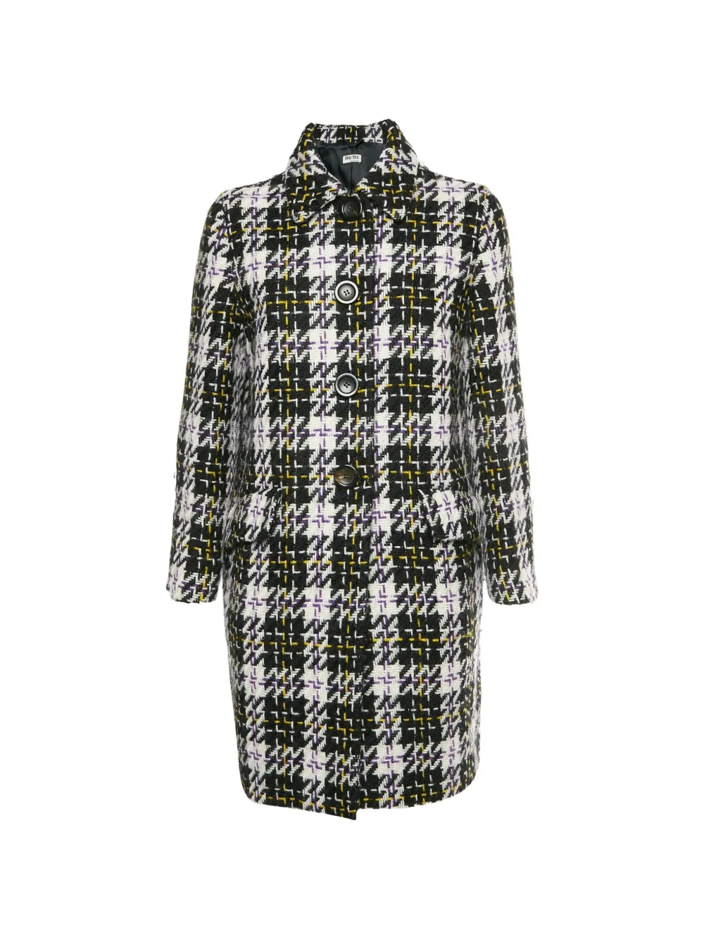 Miu Miu Pre-Owned houndstooth wool coat - Nero