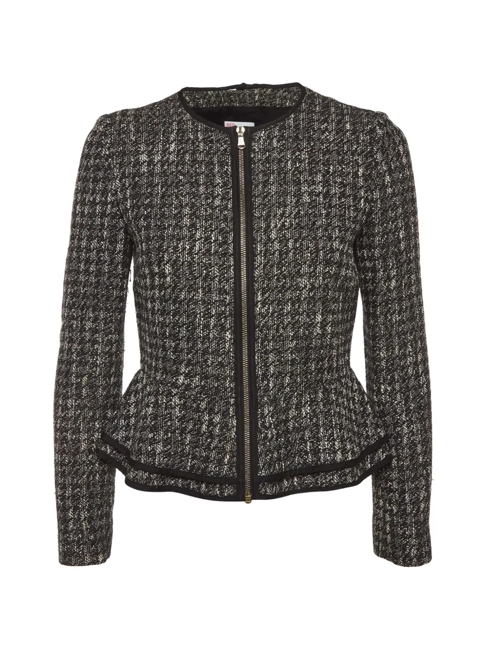 Red Valentino Vintage tweed peplumzip-up jacket - Nero