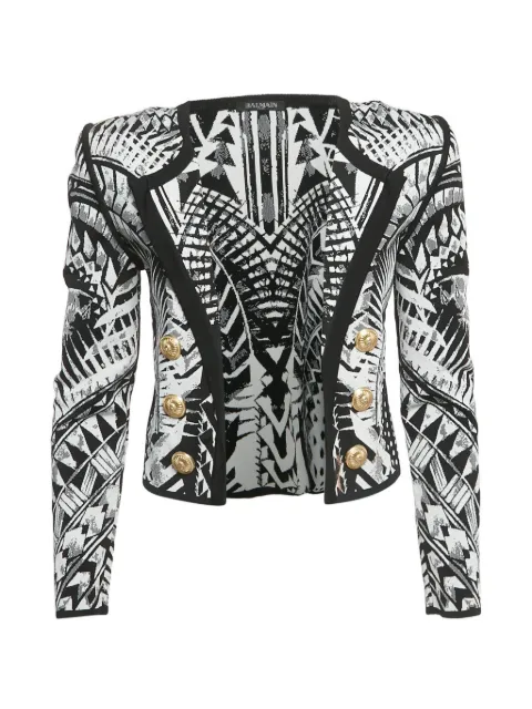 Balmain Pre-Owned folkloric-jacquard open-front blazer