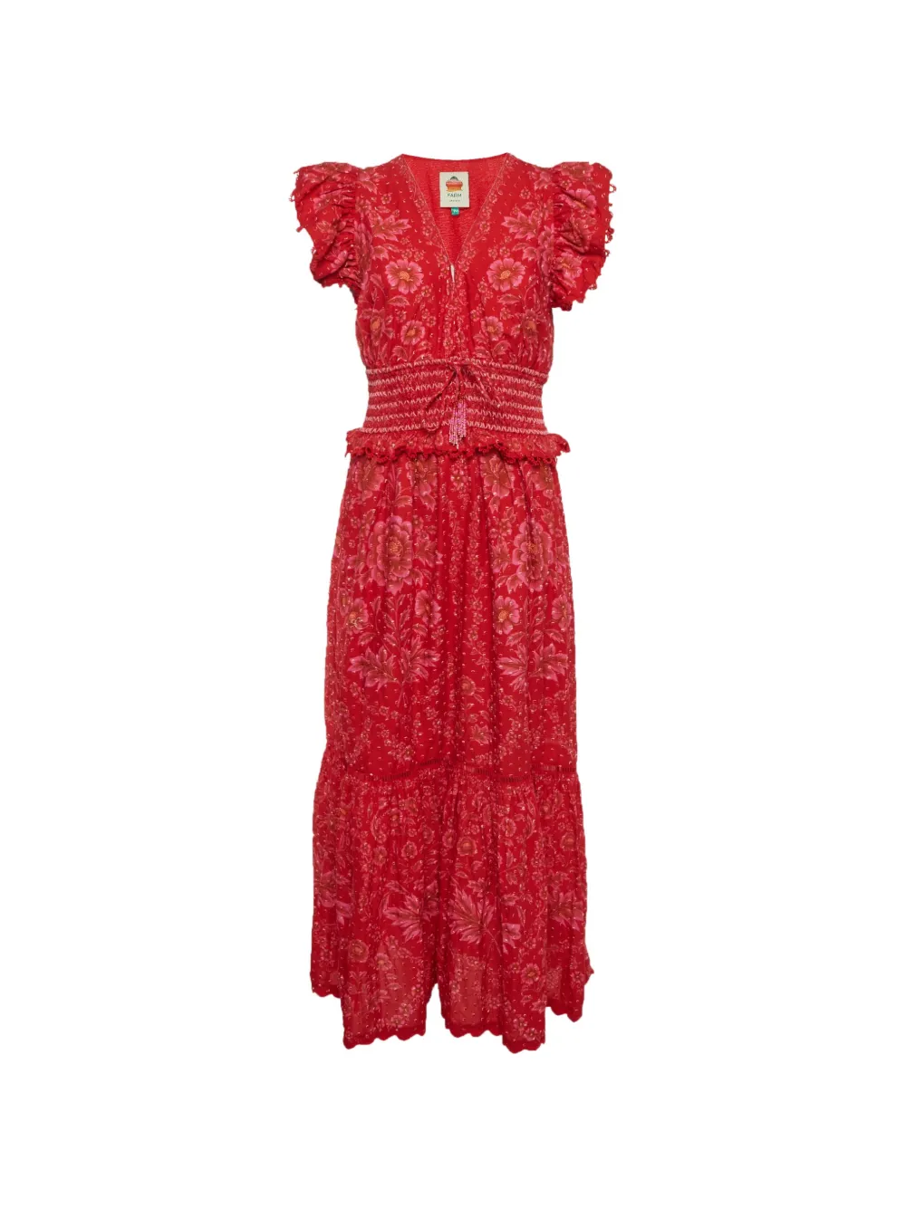 FARM Rio floral-print ruffled maxi dress - Rosso