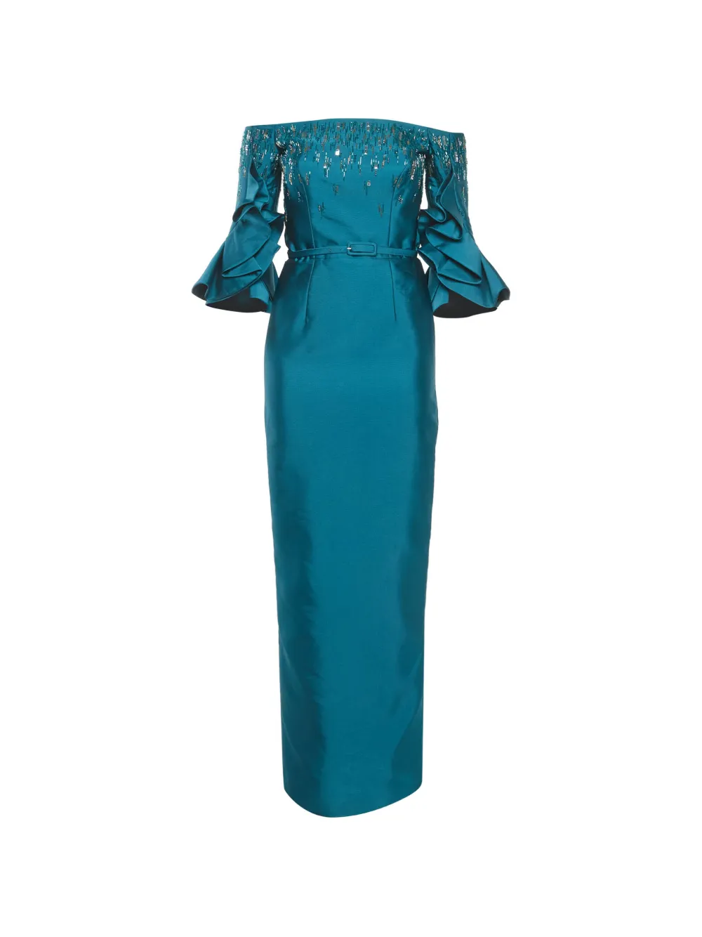 Rami Al Ali embellished ruffle-sleeve maxi dress - Blu