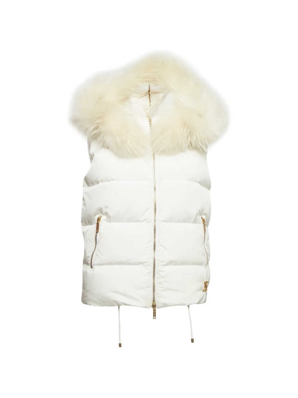 Celine Pre-Owned quilted faux-fur trim gilet - Bianco
