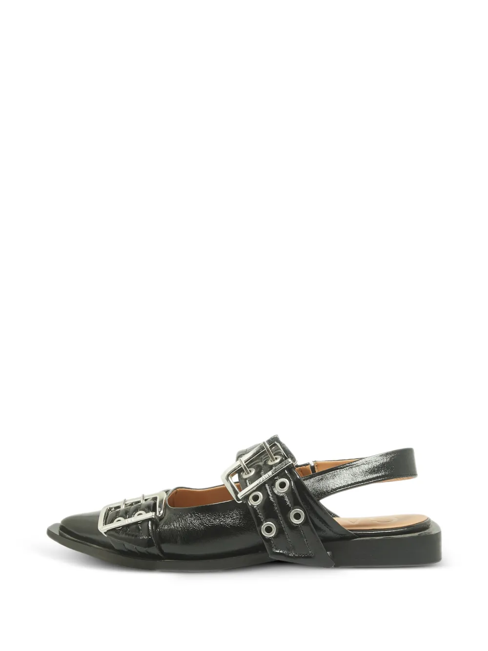GANNI buckle slingback flat pumps - Black